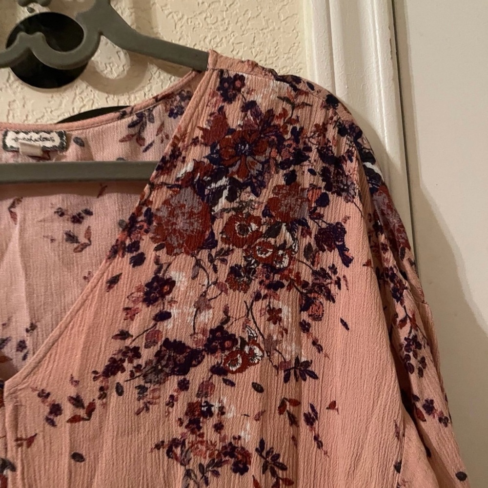 Eyeshadow Pink Tie-Front Relaxed cropped Blouse size XL pre-owned - Picture 4 of 11
